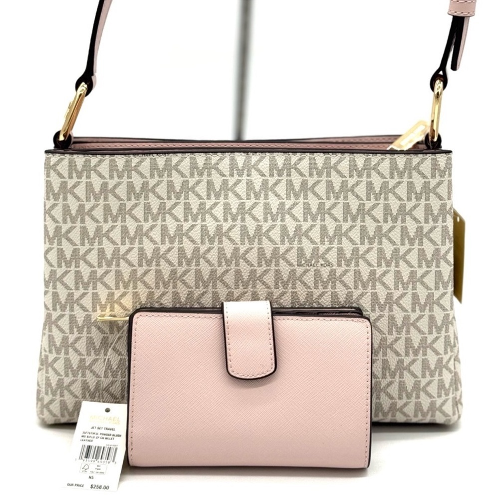 Michael Kors Trisha Triple Compartment Crossbody Bag & Bifold Zip Chain Wallet - Picture 5 of 13